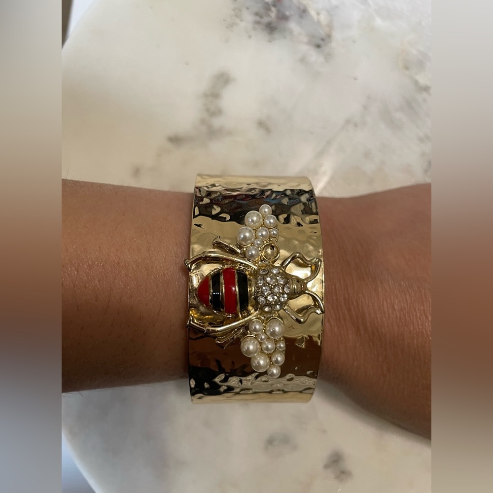 Gold and Black Bee Cuff Bracelet